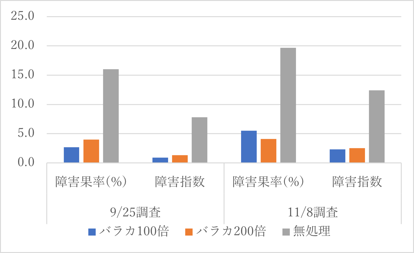 バラカの樹冠散布が果実の高温障害に及ぼす影響