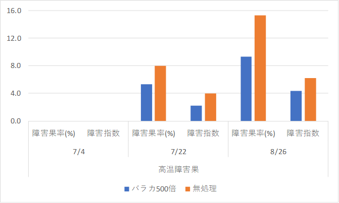 バラカの樹冠散布が果実の高温障害に及ぼす影響